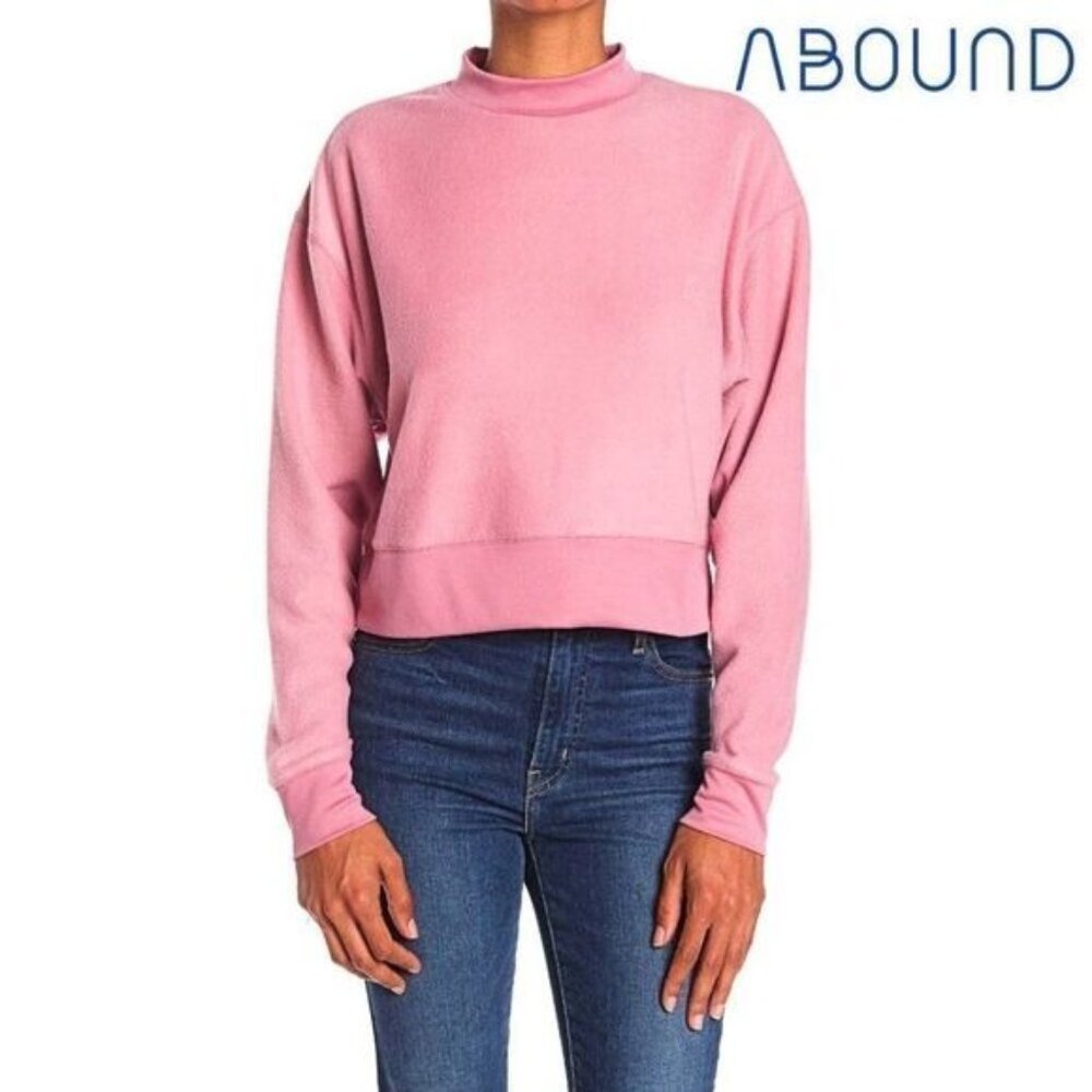 Abound Nordstrom Mock Neck‎ Fleece Pullover Cropped Sweatshirt NWT